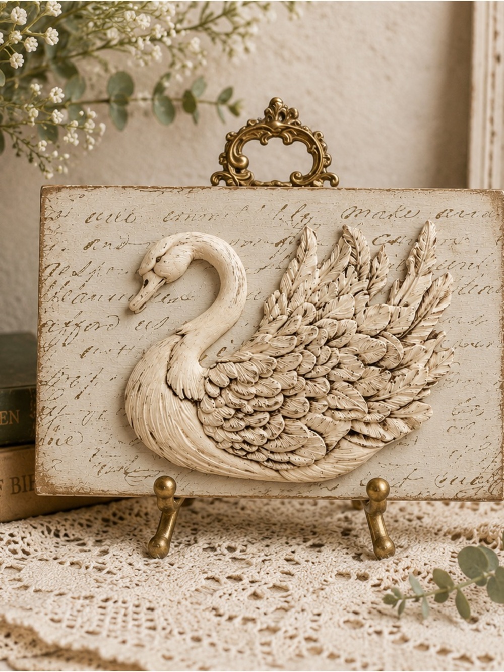 Vintage Inspired Swan Wall Decor